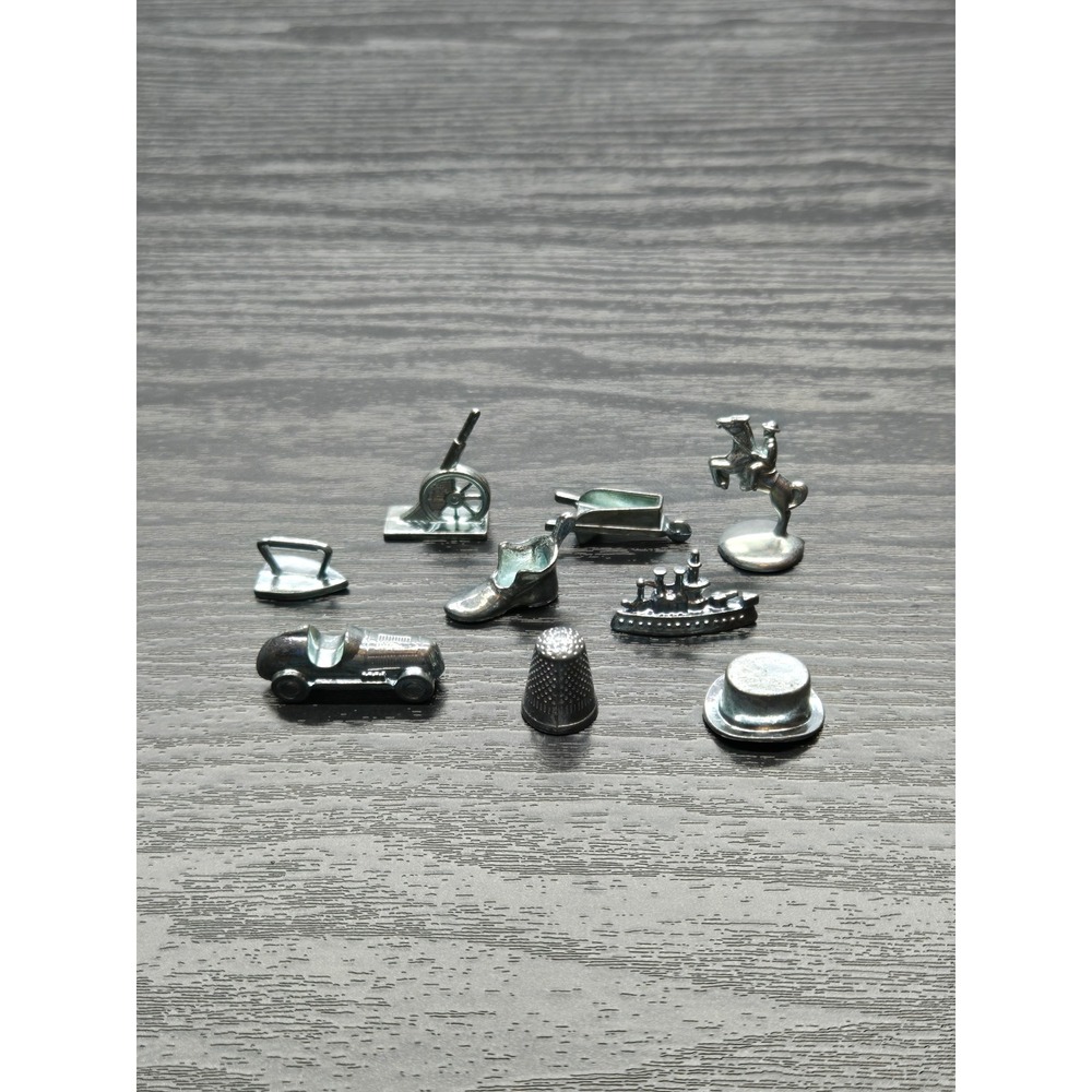 Monopoly Metal Tokens‎ Lot Cannon Iron Shoe Horse Car Ship Thimble Top Hat